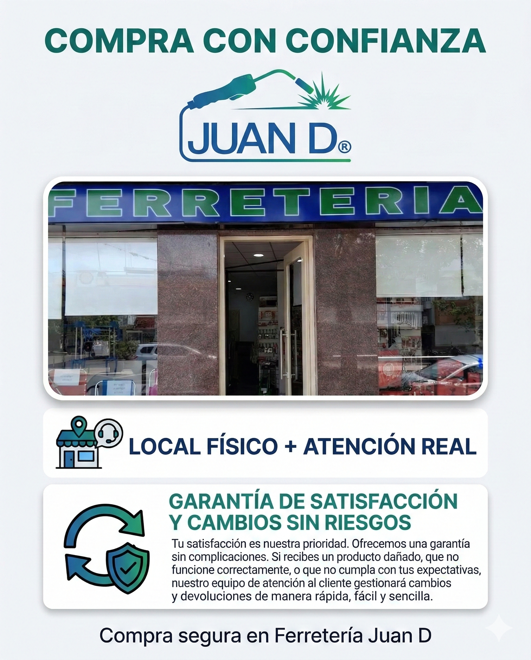Compra con confianza en Ferreter&iacute;a Juan D